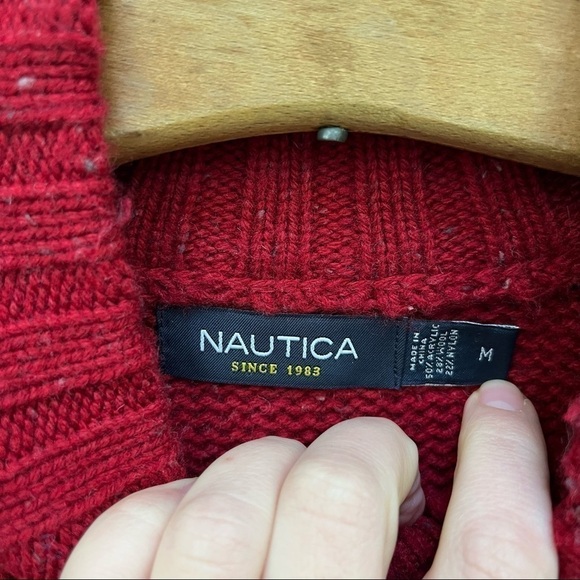 Nautica Wool Blend Maroon Speckled Sweater - Picture 5 of 11